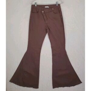 Sunland 17 Bell Flare Stretch Jeans Large Brown Soft 29 x 35" Long Tall Mid Rise